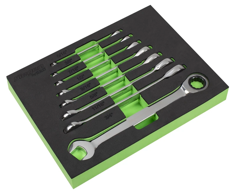 Sealey S0984 Imperial Combination Ratchet Spanner Set, Silver, 8 Pieces