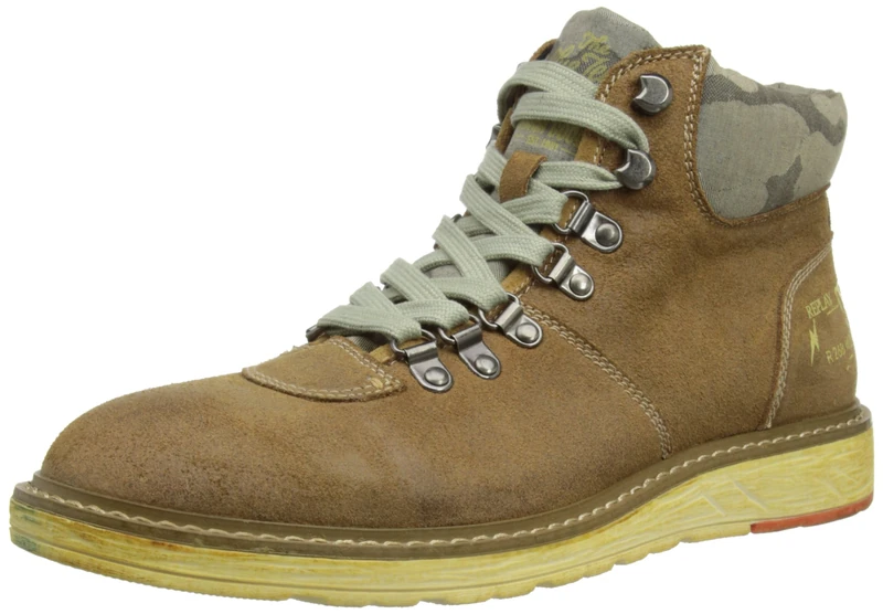 Replay Mens Elman Combat Boots RU050001L Camel 9 UK, 43 EU