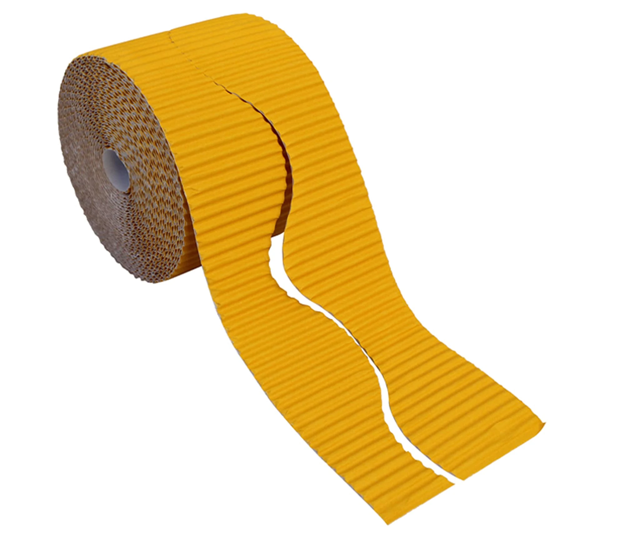 Bright Ideas Corrugated Border Roll for School Displays, Gold, 57mm x 7.5m (15m When Split), BI7892