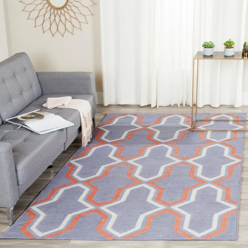 Safavieh Contemporary Indoor Flatweave Rectangle Area Rug, Dhurrie Collection, DHU559, in Purple / Multi, 122 X 183 cm for Living Room, Bedroom or Any Indoor Space