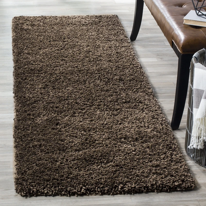 Safavieh Shaggy Indoor Woven Runner Area Rug, California Shag Collection, SG151, in Mushroom, 69 X 213 cm for Living Room, Bedroom or Any Indoor Space