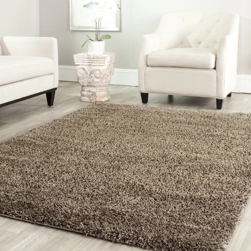 Safavieh Shaggy Indoor Woven Rectangle Area Rug, California Shag Collection, SG151, in Mushroom, 201 X 290 cm for Living Room, Bedroom or Any Indoor Space