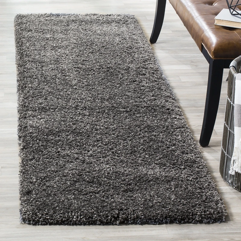 Safavieh Shaggy Indoor Woven Runner Area Rug, California Shag Collection, SG151, in Dark Grey, 69 X 213 cm for Living Room, Bedroom or Any Indoor Space