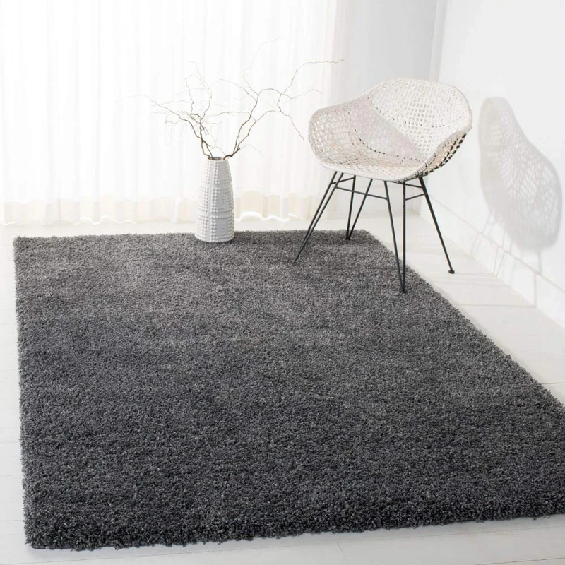 Safavieh Shaggy Indoor Woven Rectangle Area Rug, California Shag Collection, SG151, in Dark Grey, 91 X 152 cm for Living Room, Bedroom or Any Indoor Space