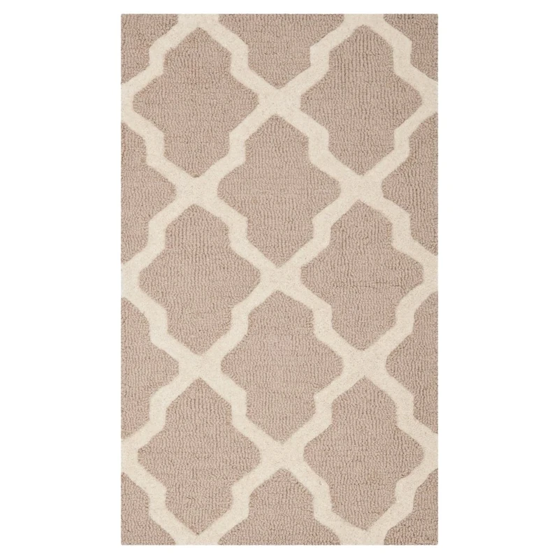 Safavieh Trellis Indoor Hand Tufted Rectangle Area Rug, Cambridge Collection, CAM121, in Beige / Ivory, 91 X 152 cm for Living Room, Bedroom or Any Indoor Space - Image 1