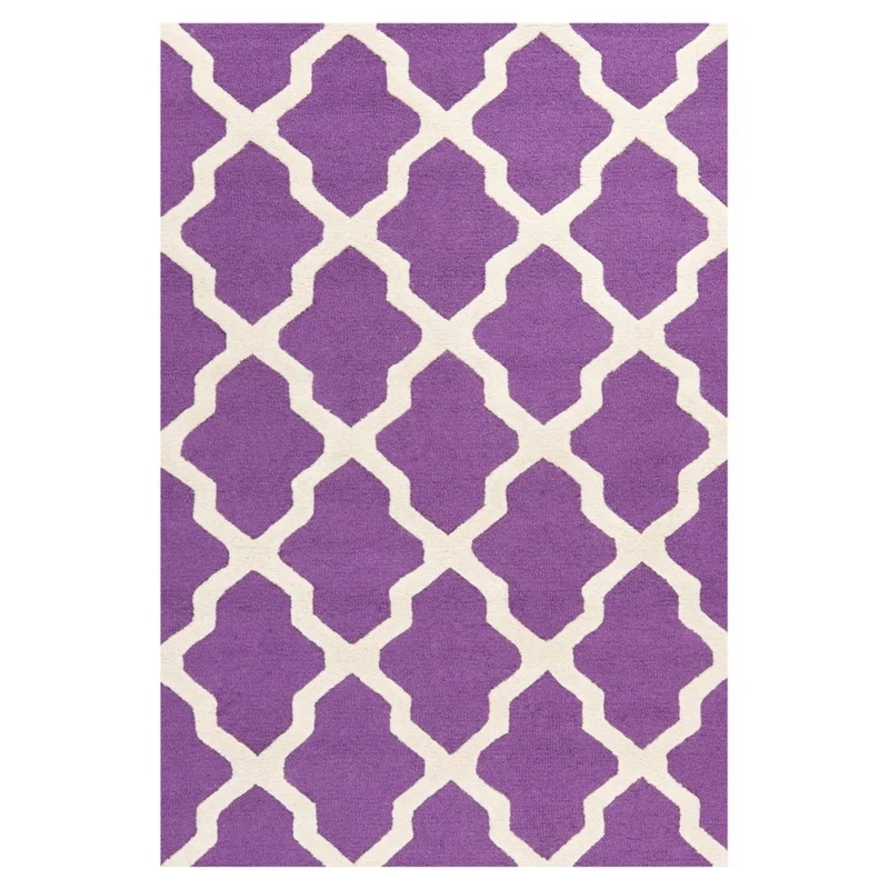 Safavieh Trellis Indoor Hand Tufted Rectangle Area Rug, Cambridge Collection, CAM121, in Purple / Ivory, 91 X 152 cm for Living Room, Bedroom or Any Indoor Space
