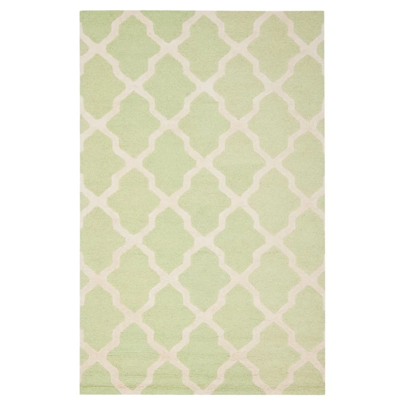 SAFAVIEH Trellis Rug for Living Room, Dining Room, Bedroom - Cambridge Collection, Short Pile, in Light Green and Ivory, 61 X 91 cm