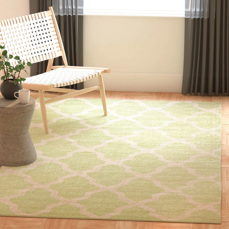 Safavieh Trellis Indoor Hand Tufted Rectangle Area Rug, Cambridge Collection, CAM121, in Light Green / Ivory, 152 X 244 cm for Living Room, Bedroom or Any Indoor Space
