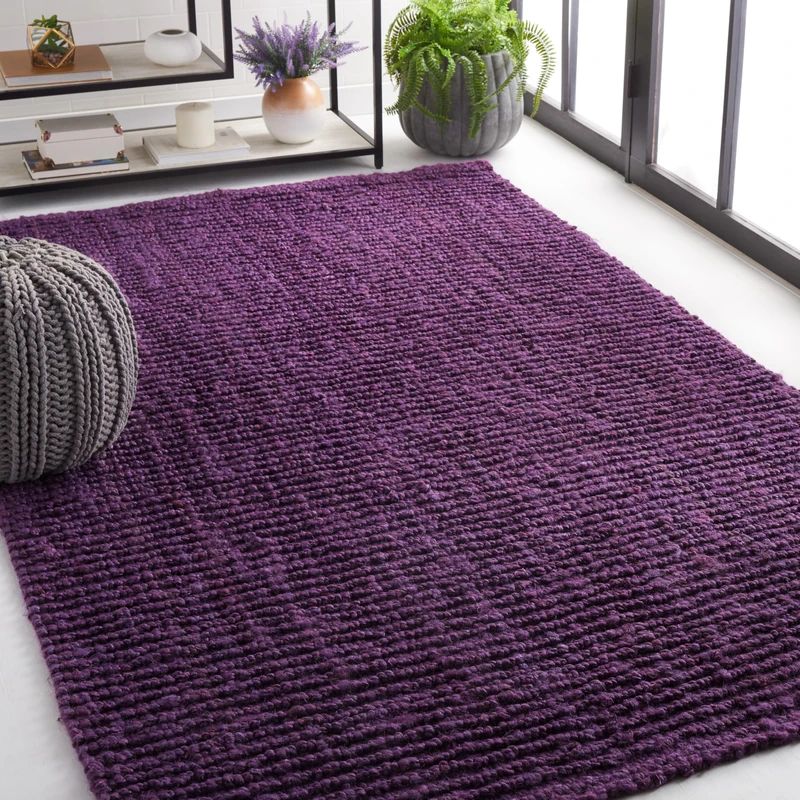 Safavieh Natural Fiber Indoor Hand Made Rectangle Area Rug, Natural Fiber Collection, NF447, in Purple, 152 X 244 cm for Living Room, Bedroom or Any Indoor Space - Image 1