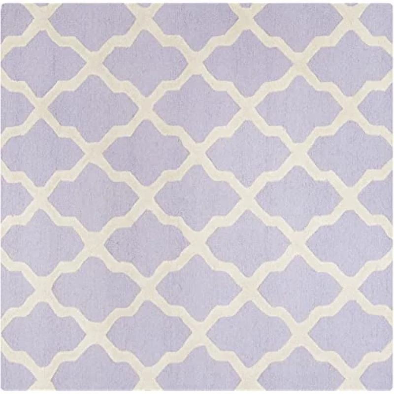 Safavieh Trellis Indoor Hand Tufted Square Area Rug, Cambridge Collection, CAM121, in Lavender / Ivory, 183 X 183 cm for Living Room, Bedroom or Any Indoor Space
