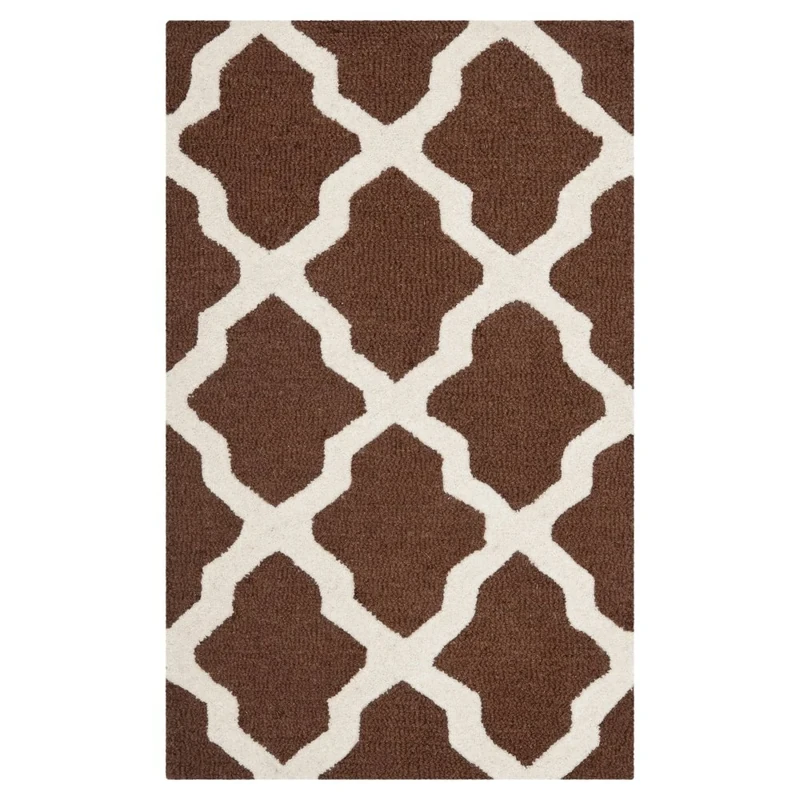 Safavieh Trellis Indoor Hand Tufted Runner Area Rug, Cambridge Collection, CAM121, in Dark Brown / Ivory, 76 X 183 cm for Living Room, Bedroom or Any Indoor Space