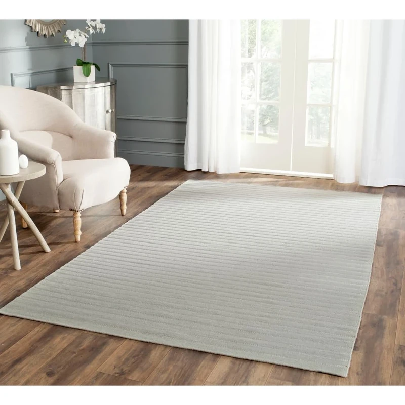 Safavieh Contemporary Indoor Flatweave Rectangle Area Rug, Dhurrie Collection, DHU313, in Grey, 152 X 244 cm for Living Room, Bedroom or Any Indoor Space