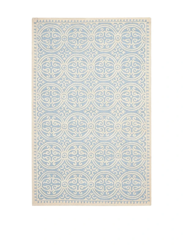 Safavieh Marina Textured Area Rug, Hand Tufted Wool Carpet in Light Blue / Ivory, 243 X 304 cm