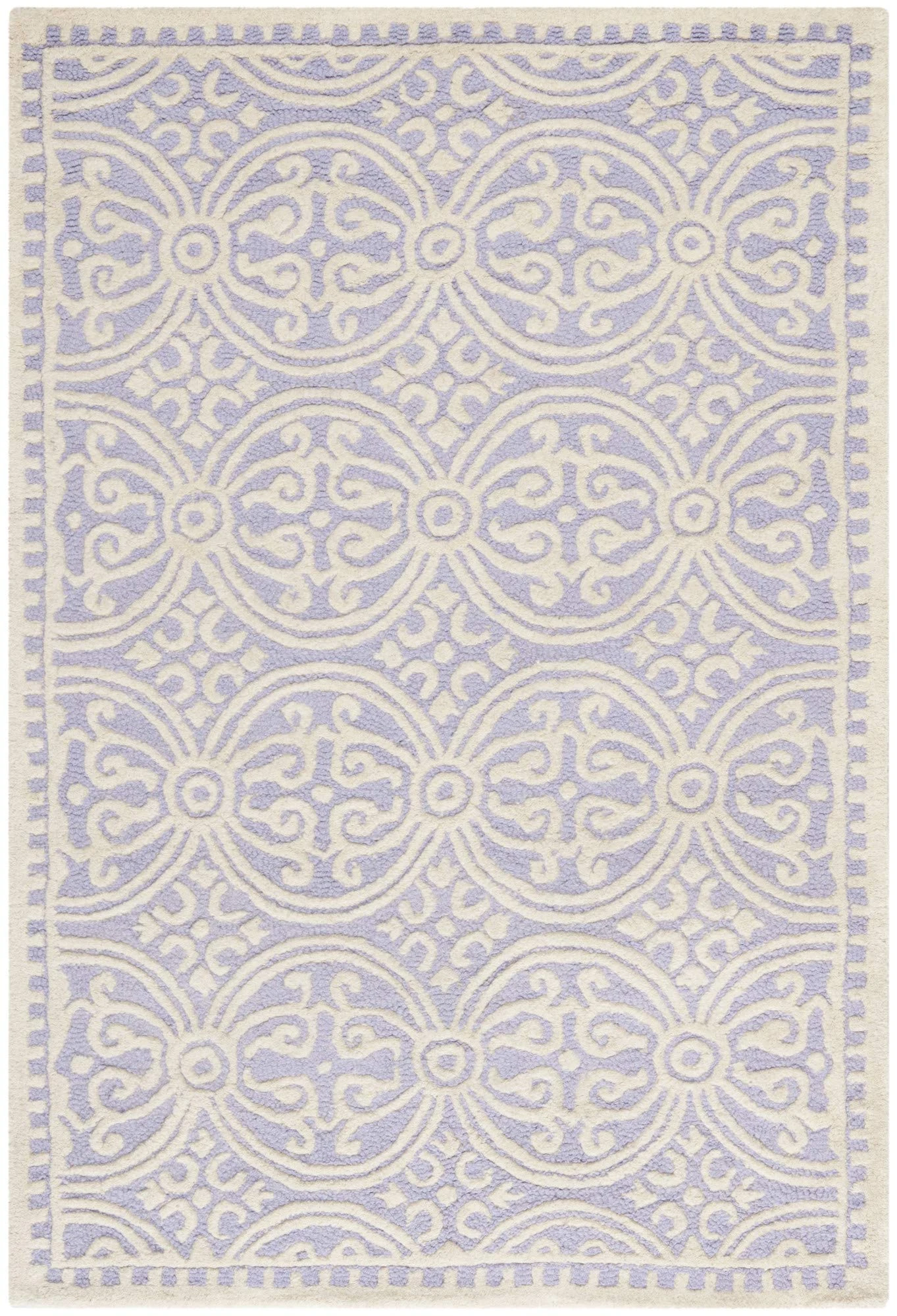 SAFAVIEH Medallion Rug for Living Room, Dining Room, Bedroom - Cambridge Collection, Short Pile, in Lavender and Ivory, 122 X 183 cm