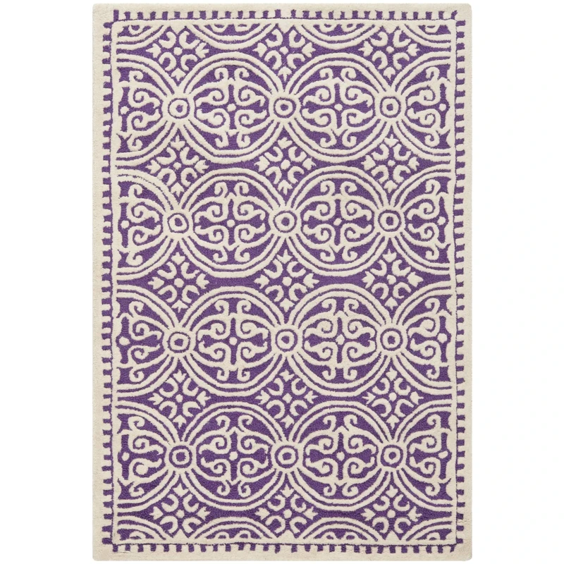 Safavieh Medallion Indoor Hand Tufted Rectangle Area Rug, Cambridge Collection, CAM123, in Purple / Ivory, 91 X 152 cm for Living Room, Bedroom or Any Indoor Space