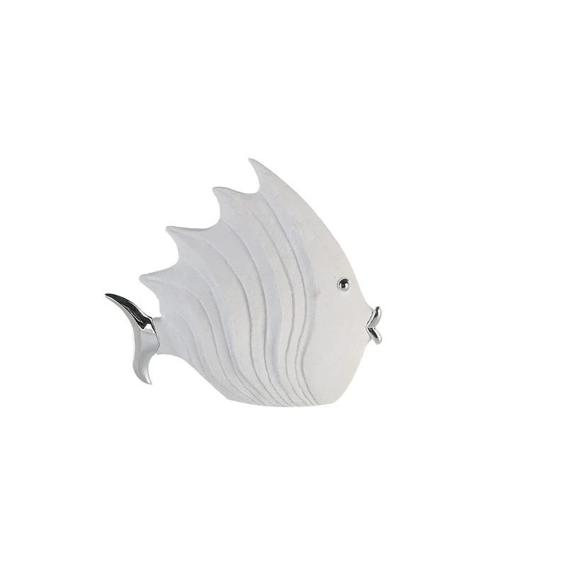 Casablanca Stone Effect Fish Decoration – 29 x 26 cm, White/Silver