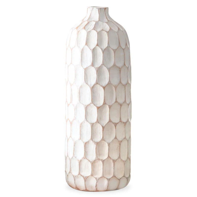 Torre & Tagus Contemporary Modern Farmhouse Chic Decor Sculpture for Living Room Dining Area Fireplace Mantel Home Office, Resin, White, 15 Inch Vase
