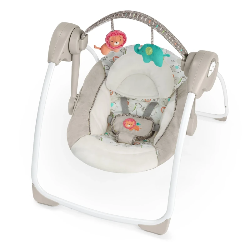 Ingenuity Soothe 'n Delight 6-Speed Compact Portable Baby Swing with Music and Toy Bar, Folds for Easy Travel - Cozy Kingdom