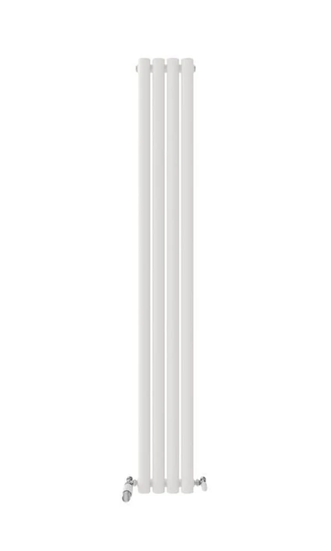 iBathUK Strata Wall-Mounted Vertical Single Oval Panel Radiator, 4 Column Steel High Thermal Output Hydronic Central Heating, Designer Modern Radiator in Matt White, 1800 × 236mm