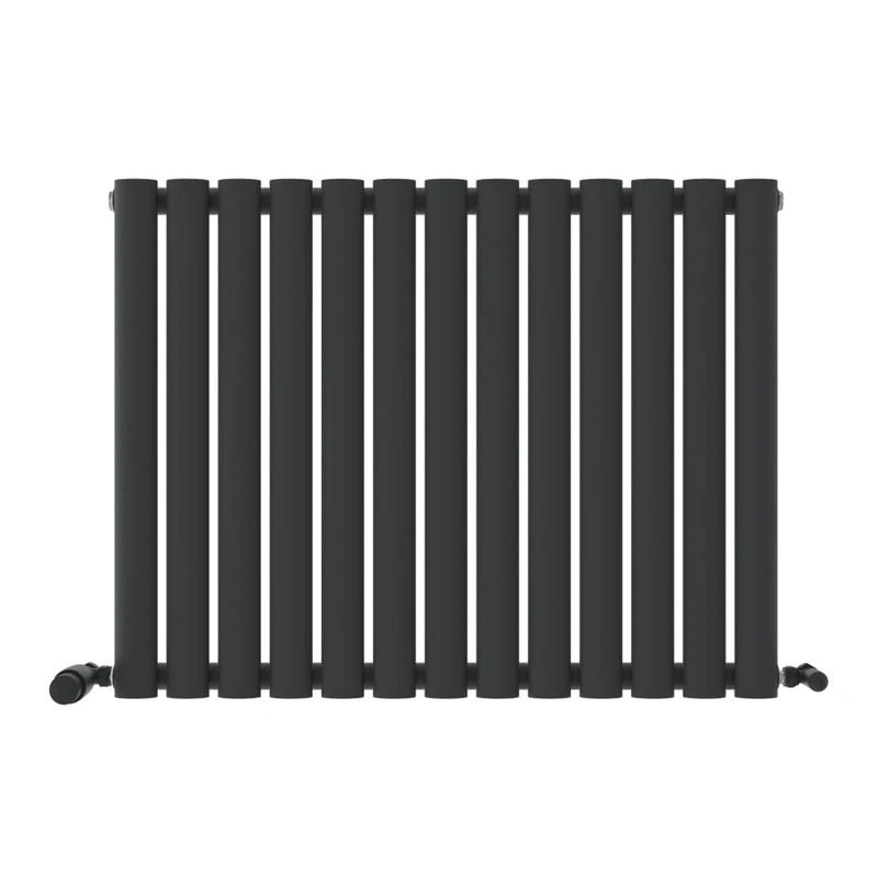iBathUK Strata Horizontal Radiator, Single Oval Panel Radiators, 600x780mm Slim Radiator for Bathroom,Kitchen,Living Room - Anthracite