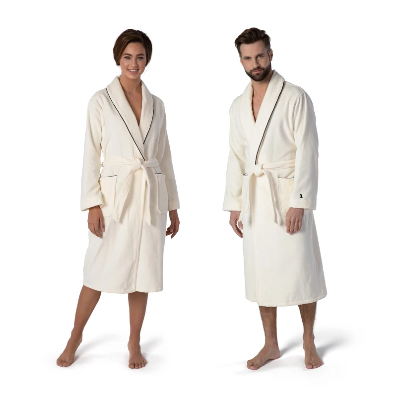 Move möve Homewear shawl collar bathrobe velours in size XL made of 100% cotton, ivory