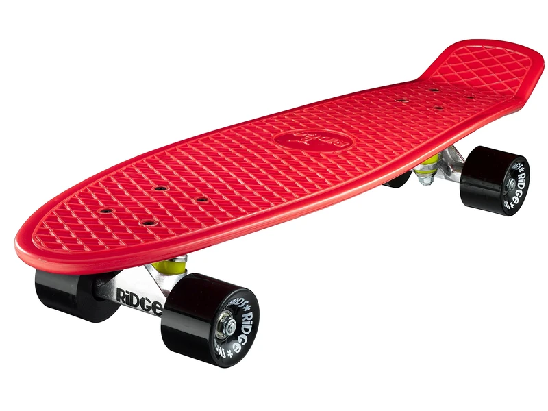 Ridge Skateboards Children Kids Big Brother Large Retro Cruiser-Red/Black Wheels, 27 Inch