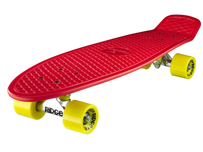 Ridge Skateboards Children Kids Big Brother Large Retro Cruiser-Red/Yellow Wheels, 27 Inch