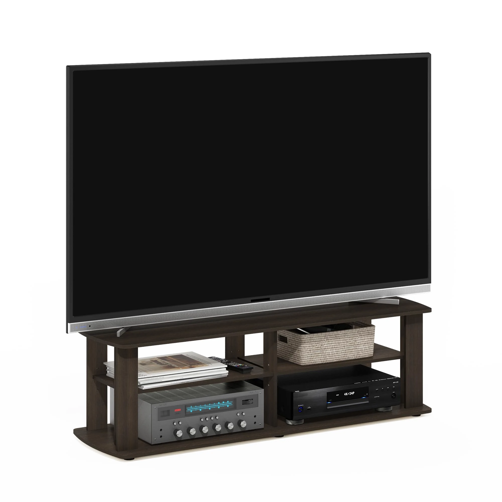FURINNO TV Entertainment Center, 11191DBR, Dark Brown, one size, 109.98 (W) x 34.04 (H) x 33.27 (D) cm