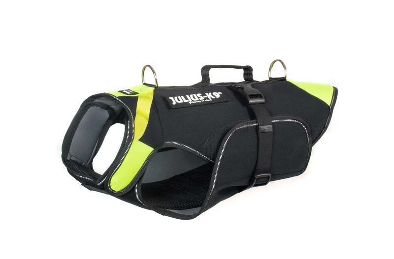 JULIUS-K9 IDC Multifunctional 3in1 Dog Vest, Size: M, Black and Neon