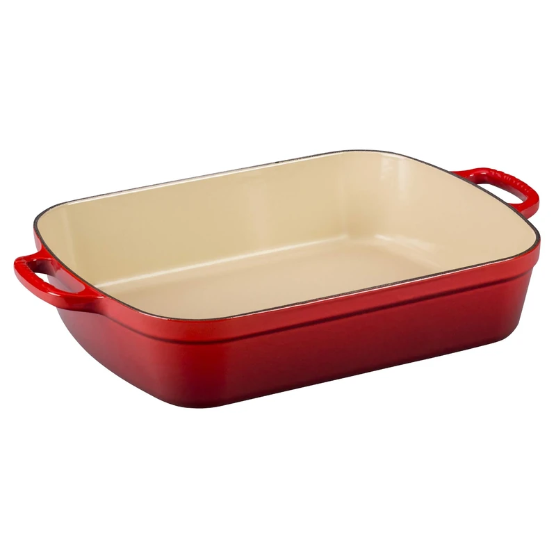 Le Creuset Signature Enamelled Cast Iron Rectangular Roasting Dish, 37 cm, 6.6 litres, Cerise, 20184370602422