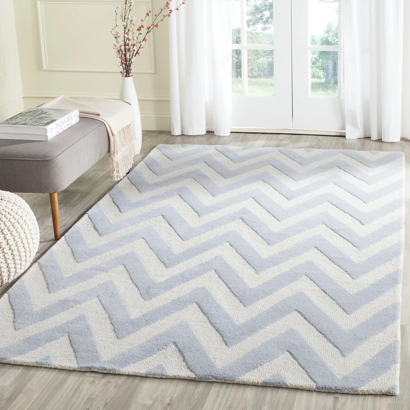 SAFAVIEH Modern Rug for Living Room, Dining Room, Bedroom - Cambridge Collection, Short Pile, in Light Blue and Ivory, 183 X 274 cm