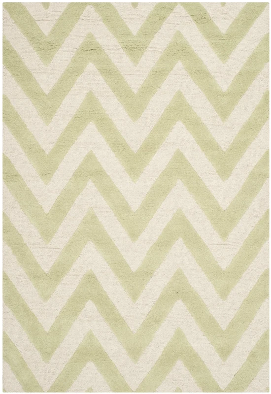 Safavieh Modern Indoor Hand Tufted Rectangle Area Rug, Cambridge Collection, CAM139, in Light Green / Ivory, 122 X 183 cm for Living Room, Bedroom or Any Indoor Space