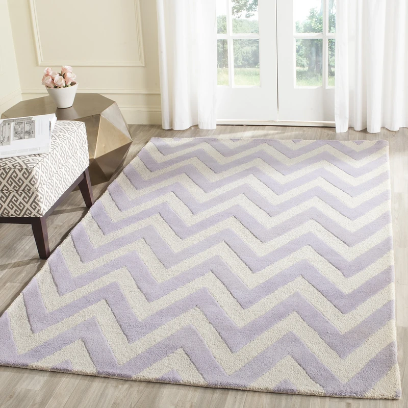SAFAVIEH Modern Rug for Living Room, Dining Room, Bedroom - Cambridge Collection, Short Pile, in Lavender and Ivory, 183 X 274 cm