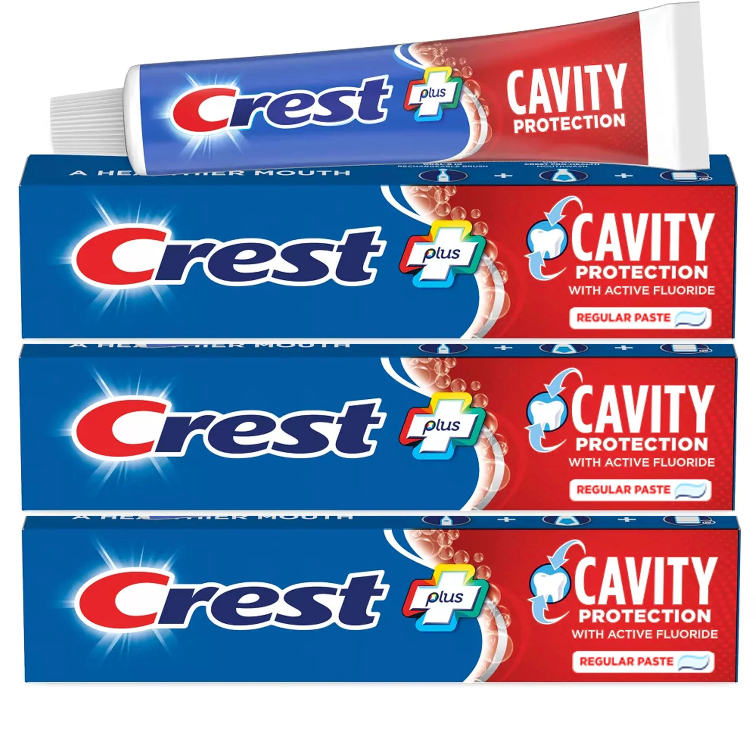 Crest Plus Cavity Protection Toothpaste, Regular Paste, 8.2oz, Pack of 3