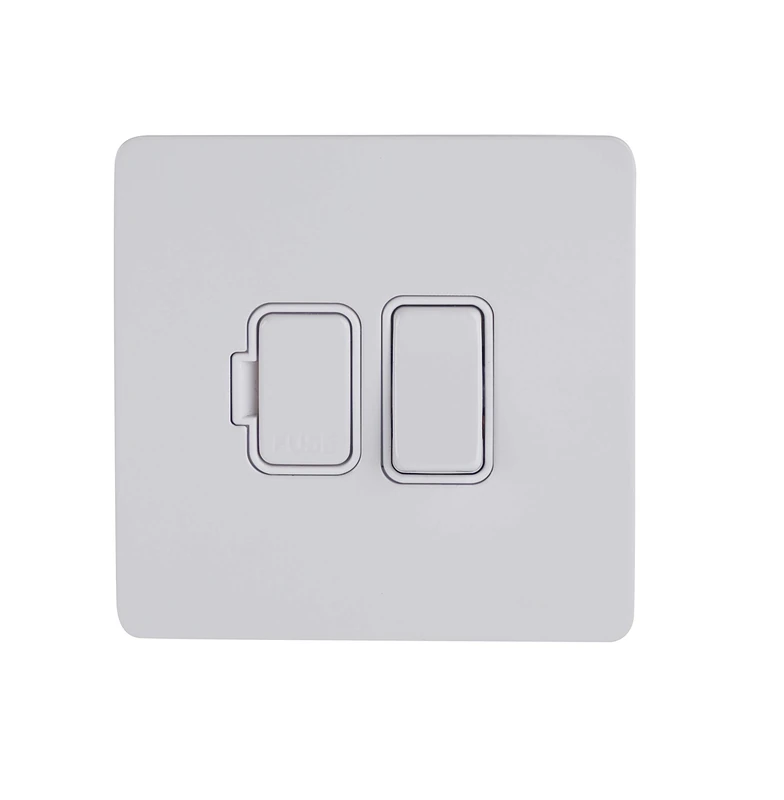 Schneider Electric Ultimate Screwless Flat Plate - Switched Fused Connection Unit, Double Pole, 13A, GU5410WPW, Painted White with White Insert