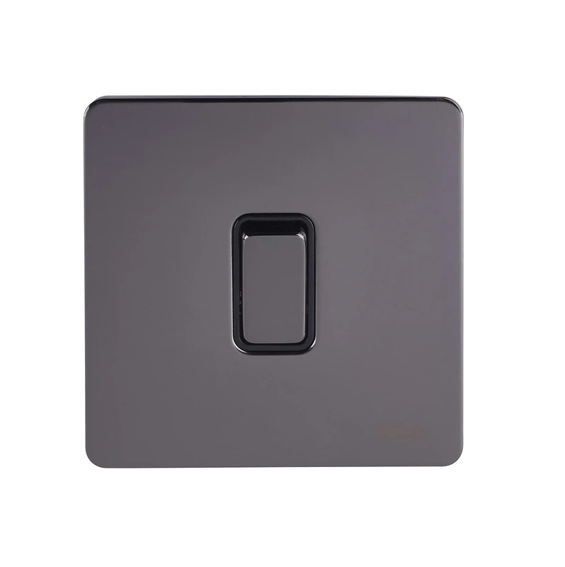 Schneider Electric Ultimate Screwless Flat Plate - Single Light Switch Double Pole, 20AX, GU2410BBN, Black Nickel With Black Insert