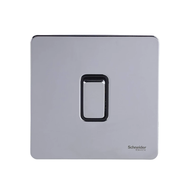 Schneider Electric Ultimate Screwless Flat Plate - Single Light Switch Double Pole, 20AX, GU2410BPC, Polished Chrome with Black Insert