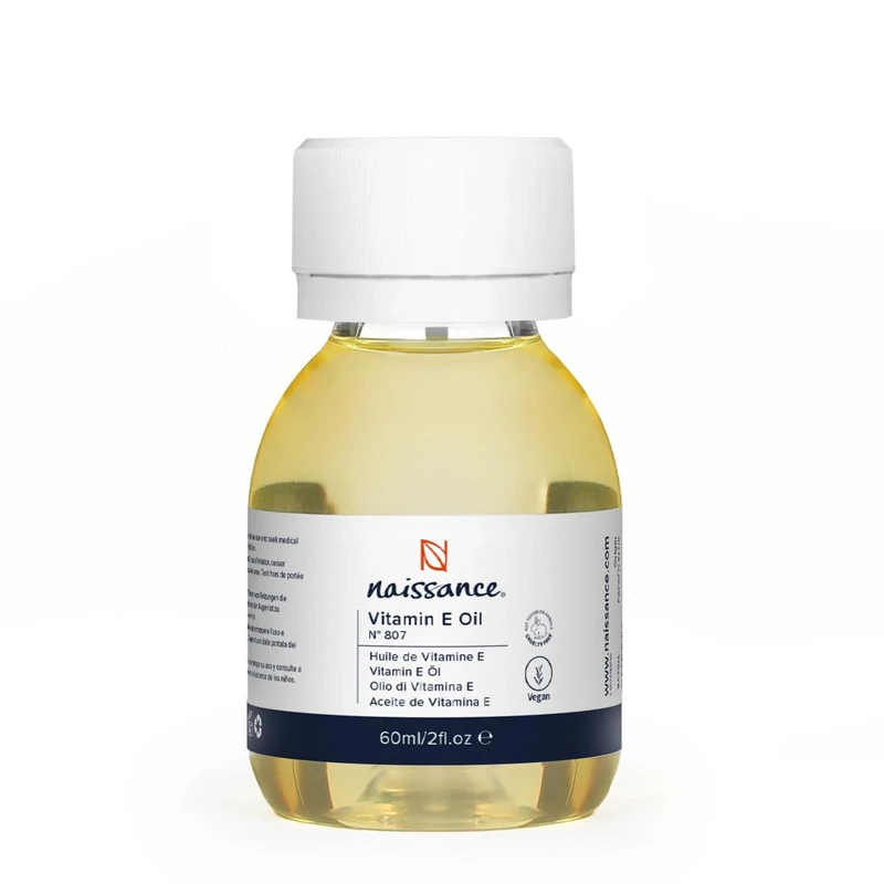 Naissance Vitamin E Oil (no. 807) 60ml - for Skin, Face, Hair Growth, Scalp, Nails, Cuticles, Scars - Natural & Plant-based
