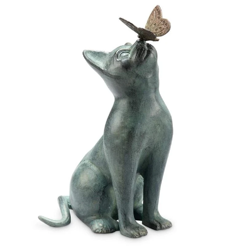 SPI Cat and Butterfly Curiosity Garden Statue Home