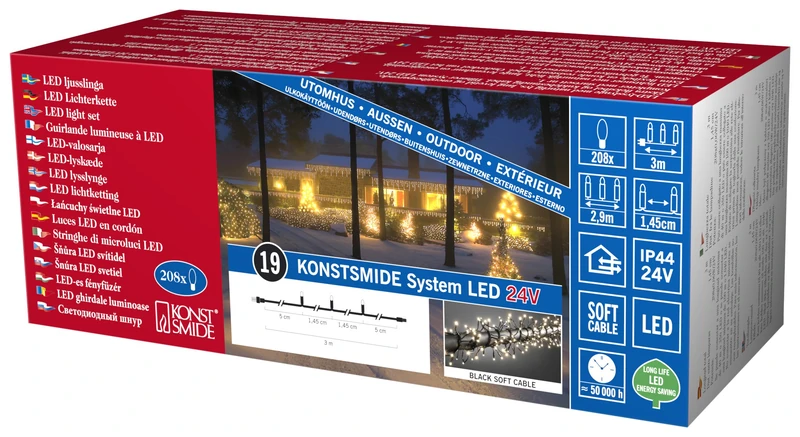 Konstsmide LED System Extension, Büschelllichterkette Cluster 208 Warm White LEDs, Black Soft Cable 4643 5 '0 "