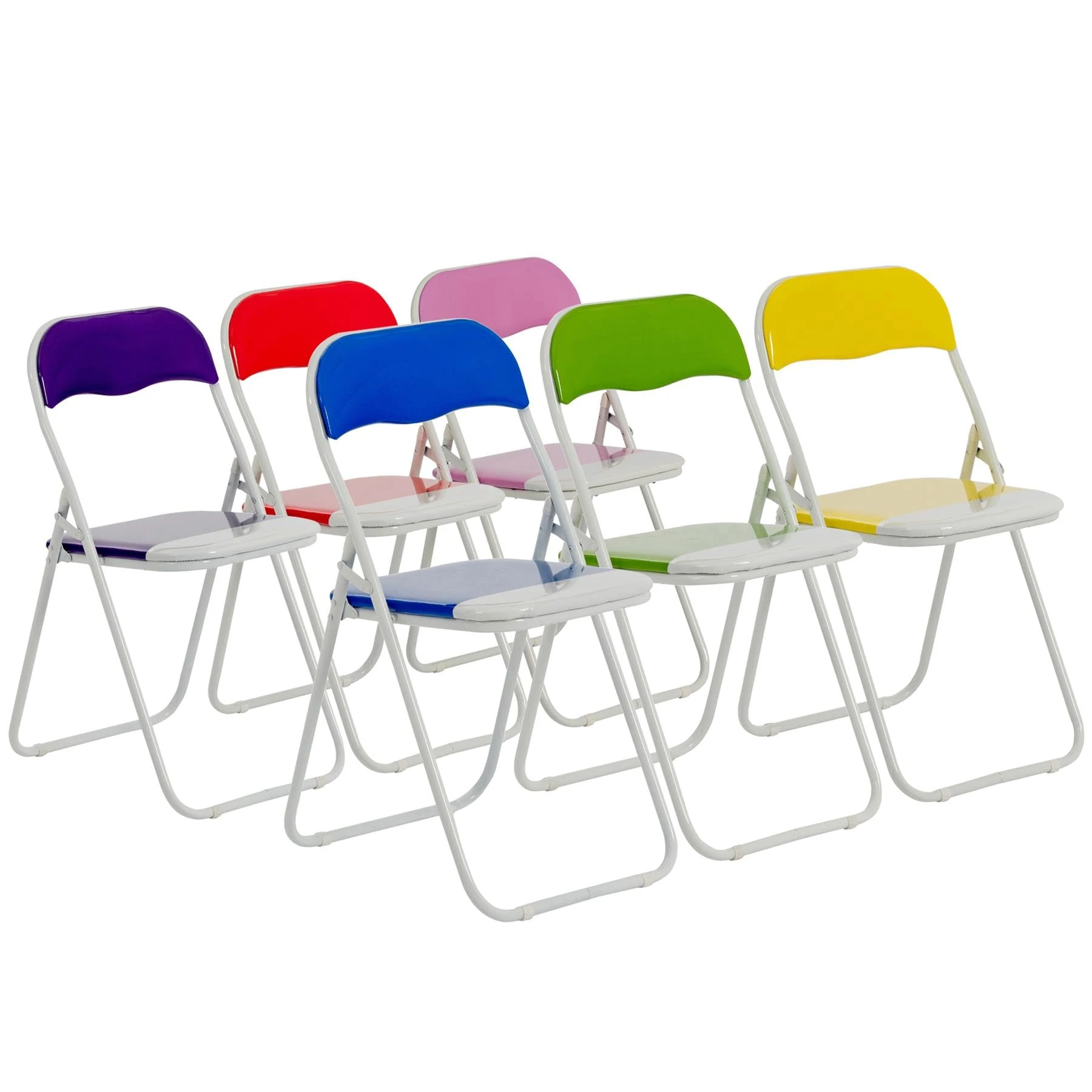 Harbour Housewares Coloured Padded Folding Chairs - Multi - Pack of 6