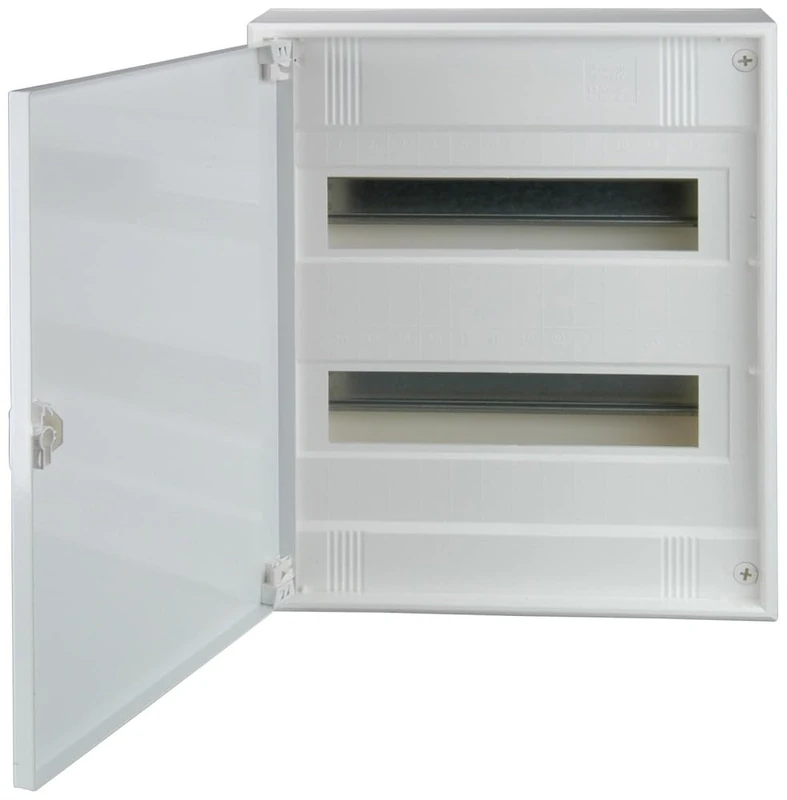 UNITEC Surface-Mounted Distributor with Door, Fuse Box, Small Distribution, IP30, 2 x 12 + 2 Modules, White
