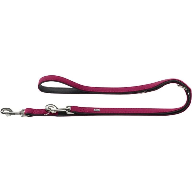 Hunter 61216 Adjustable Leash Softie 15/200 Nickel, Artificial Leather Nubuk Raspberry / Art Leather Black