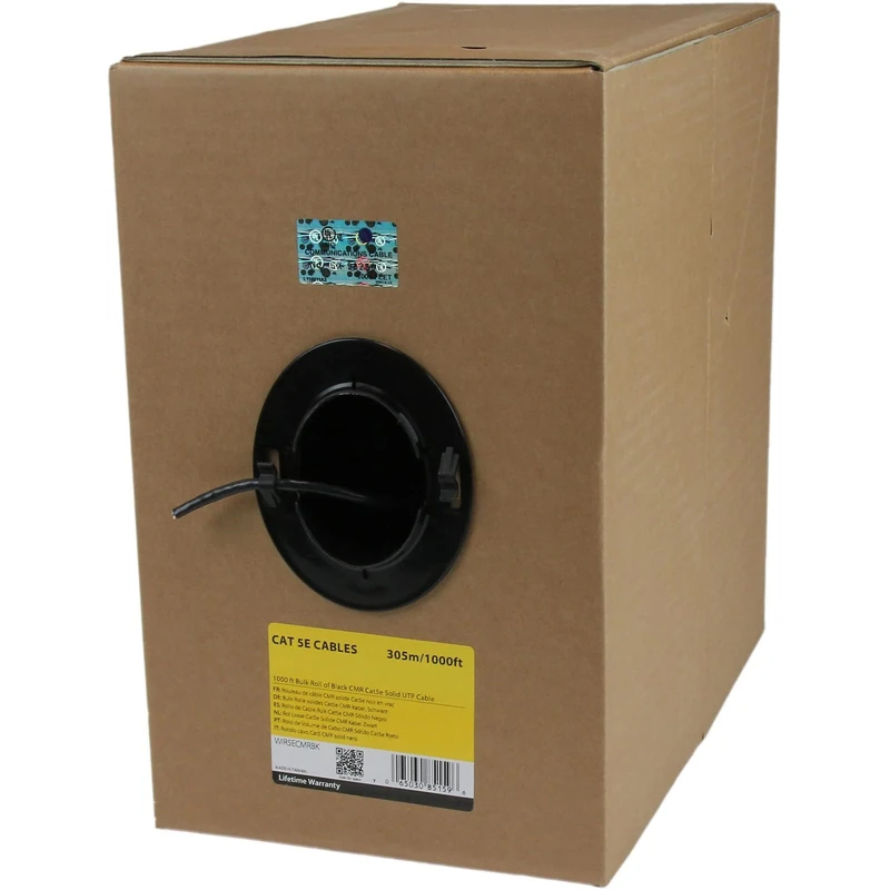 StarTech.com Bulk Cat 5e Ethernet Cable - 1000 ft. (304,8m) - Solid - CMR-Rated - Black - TAA Compliant