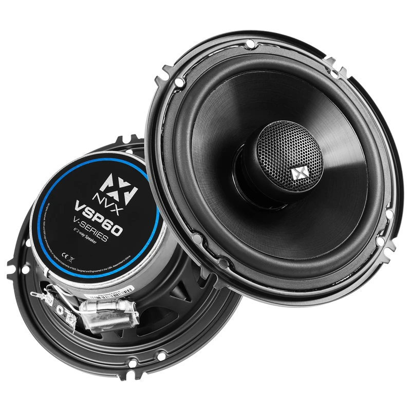 NVX® 6 inch True 100 watt RMS 2-Way Coaxial Car Speakers [V-Series] with Silk Dome Tweeters, Set of 2 [VSP60]