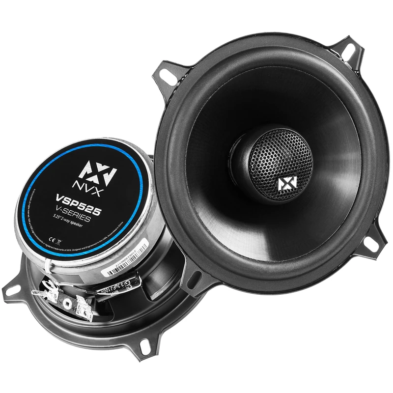 NVX 5 1/4 inch True 80 watt RMS 2-Way Coaxial Car Speakers [V-Series] with Silk Dome Tweeters, Set of 2 [VSP525]