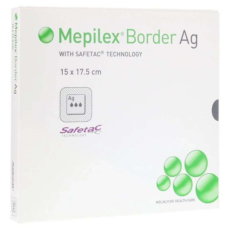 Mepilex 395460 Border Ag, Antimicrobial Absorbent Foam Dressing, 15 cm x 17,5 cm, Uk (Pack of 5)
