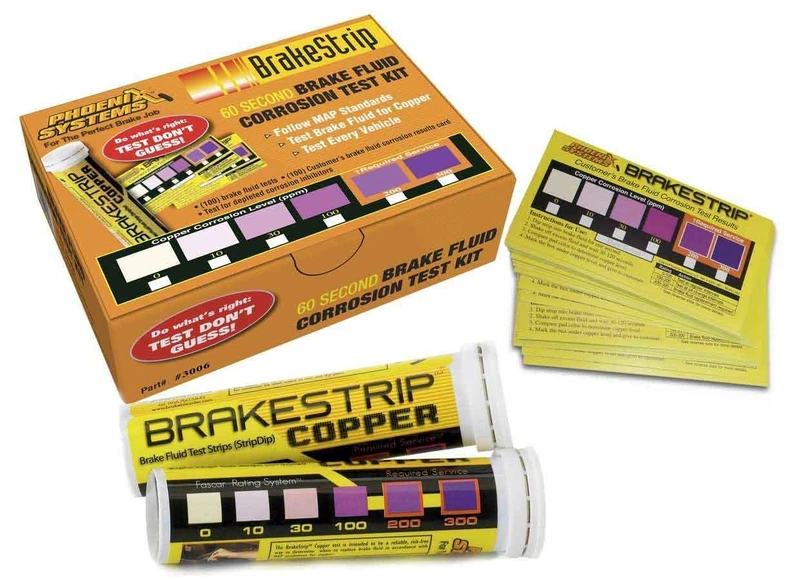 Phoenix Systems (3006-B Brake Fluid Test Strip Kit, 100 Test Strips and 100 Rating Cards, BrakeStrip, FASCAR - Image 1