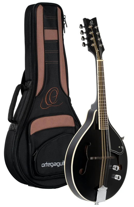 Ortega Guitars A-Style Mandolin Electro-Acoustic – F-Holes – Mandolins – Including Gig Bag – Spruce / Maple, Black (RMAE40SBK)