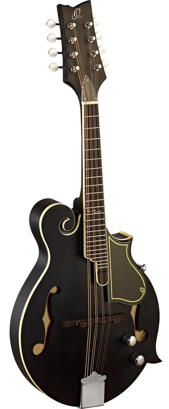 Ortega Guitars F-Style Mandolin Electro-Acoustic – F-Holes – Mandolins – Including Gig Bag – Spruce / Maple, Black (RMFE40SBK)